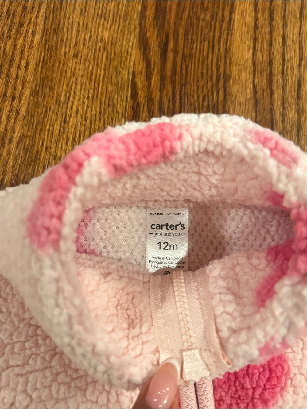 Carter’s Sherpa Fleece Pullover 1/4 Zip Floral Jacket 12M - Picture 4 of 4